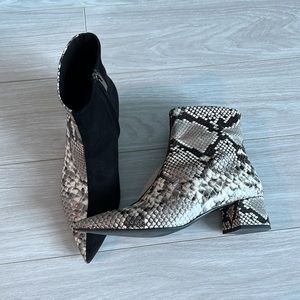 Italian Suede Leather Snake Print Booties